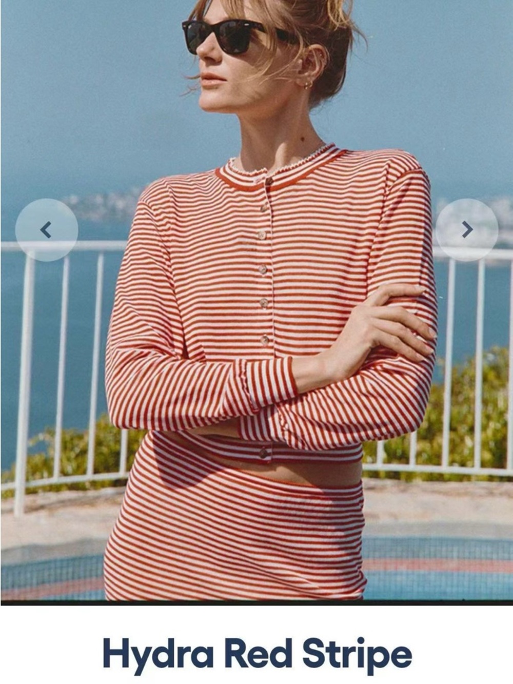 Ciao Lucia Red and White Striped Button Cardigan